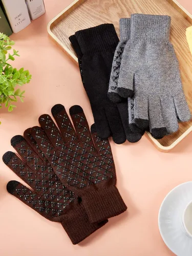 Miniatura 7 de SATINIOR 4 pares de guantes de invierno para pantalla táctil, guantes cálidos para mensajes de texto, guantes elásticos antideslizantes para adultos