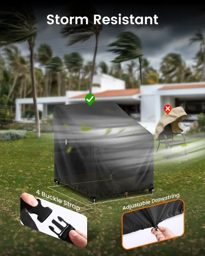 Miniatura 6 de FORSPARK - Funda para silla de patio – Funda impermeable y resistente a los rayos UV para muebles de exterior de mimbre, mecedoras y sillas