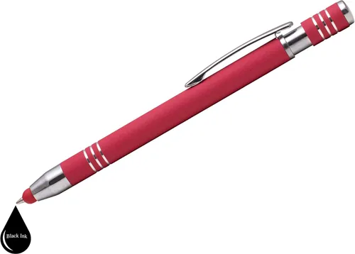 Miniatura 4 de ExpressDesigns™ - Bolígrafos personalizados de tacto suave con lápiz capacitivo personalizado de metal impreso - Tinta negra - Mensaje impreso