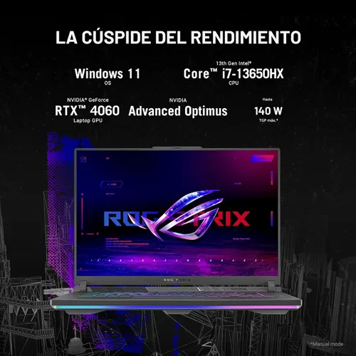 Miniatura 3 de Laptop gamer ASUS ROG Strix G16, pantalla de 165Hz, NVIDIA® GeForce RTX™ 4060, Intel Core i7-13650HX, 16GB DDR5, SSD PCIe Gen4 de 1TB, Wi-Fi 6E