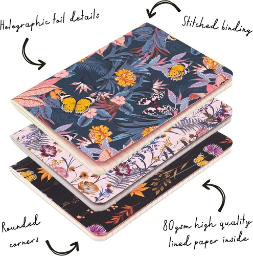 Miniatura 3 de Pukka Pad Bloom B6 - Libros de ejercicios cosidos, 6.9 x 4.9 pulgadas, paquete de 3 diseños florales surtidos