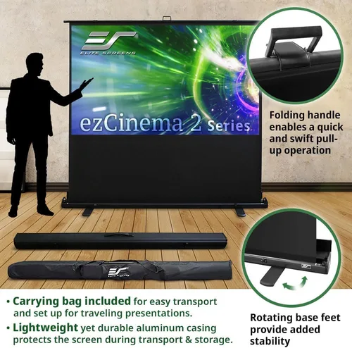 Miniatura 4 de Elite Screens ezCinema 2 pantalla de proyección, 84 pulgadas 16:9, manual de piso con extracción de tijera, portátil para oficina en casa, aula