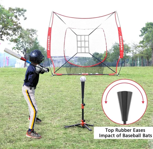 Miniatura 5 de BaseGoal Camiseta de Bateo de Béisbol para Niños, Tee de Bateo, Tee de Sóftbol, Tee de Bateo para Jóvenes, Tee de Teeball, Tee de Viaje, Altura