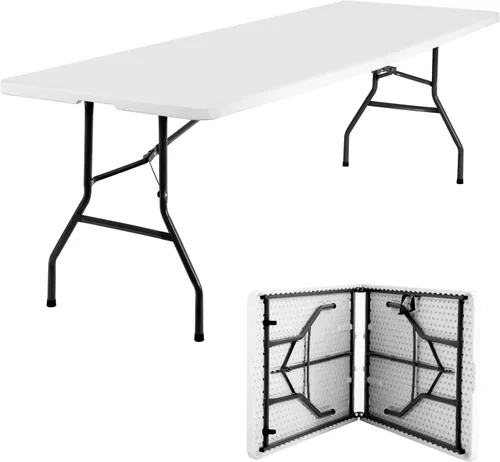 Miniatura 10 de FDW Mesa plegable de 4 pies, media mesa plegable portátil de picnic para oficina, hogar, campamento, fiesta (negro, 4 pies)
