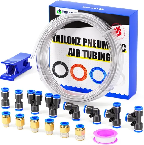 Miniatura 28 de TAILONZ PNEUMATIC Azul 0.236 in OD 0.157 in ID poliuretano PU manguera de aire tubo kit 32.8 ft 32.8ft
