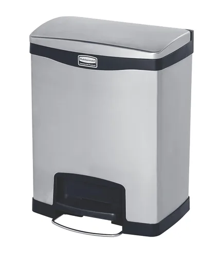 Miniatura 17 de Papelera acero inoxidable con pedal Rubbermaid Commercial Slim Jim, Negro (Black Trim), 1