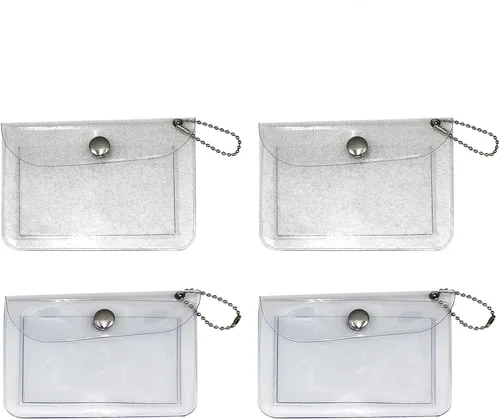 AIBEARTY 4 portatarjetas transparente con purpurina impermeable, monedero, monedero, cartera, tarjetero para tarjetas de crédito, tarjetas de