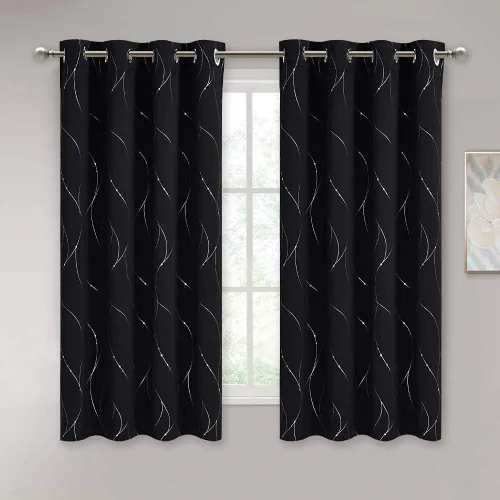 Miniatura 2 de StangH Foil Print Wave Line Cortinas opacas de línea ondulada