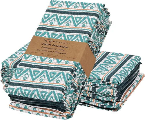 Miniatura 58 de Ruvanti - Servilletas de tela, paquete de 6, 45x45 centímetros, 100% algodón, lavables, suaves y absorbentes, perfectas para bodas, cenas de Belleza