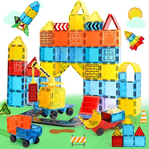 Miniatura 9 de TOY Life Azulejos magnéticos para niños de 3 a 5 años, juguetes de construcción para niños de 4 a 8 años, azulejos de construcción magnéticos