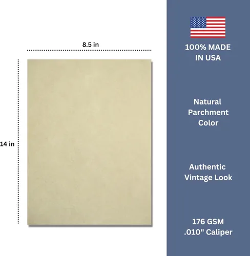 Miniatura 2 de 50 hojas de papel de cubierta de pergamino natural de 65 libras de 8.5 x 14 pulgadas, peso de cartulina, hojas de colores de 8.5" x 14