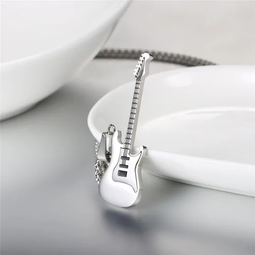 Miniatura 4 de U7 - Collar con púa de guitarra para hombre y mujer, con cadena ajustable, de acero inoxidable, con grabado personalizado