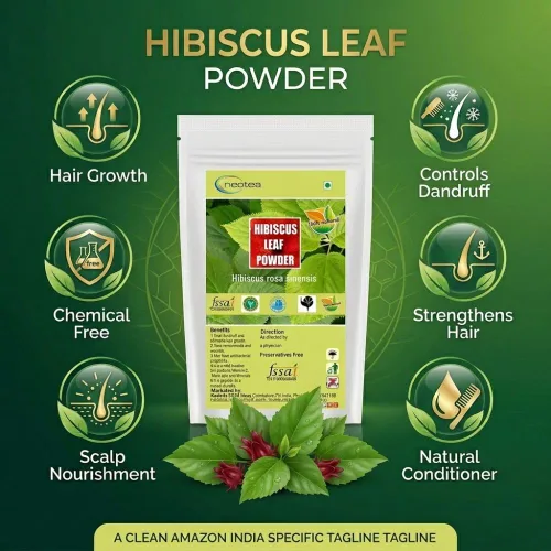 Miniatura 3 de Neotea Polvo de hoja de hibisco Sembaruthi Ilai Tratamiento natural de caída del cabello, promueve el crecimiento del cabello, lavado de cabello