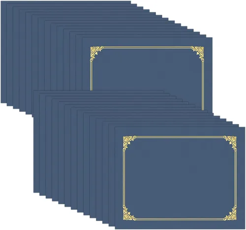 Miniatura 10 de HAUTOCO Portacertificados 50 Paquetes Azul Marino Cubiertas de Diploma con Borde de Lámina Dorada Portacertificados para Certificados de Premio