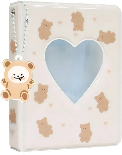 Carpeta para tarjetas fotográficas Kpop de 3 pulgadas, bonito álbum de fotos, portátil, álbum de tarjetas de fotos Kpop con bonito colgante para
