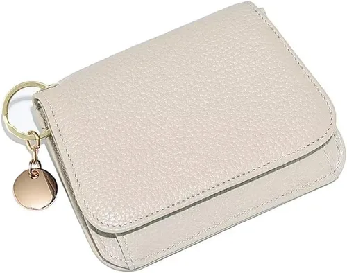 Miniatura 17 de Mudono - Billetera pequeña para mujer con bloqueo RFID, de cuero genuino, tarjetero, billetera delgada de tres pliegues con bolsillo con cremallera