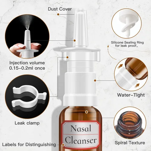 Miniatura 3 de YAKESD Botella de spray nasal, 6 atomizadores recargables de vidrio ámbar de 1.0 fl oz/1 oz, atomizadores de niebla fina, pequeño rociador nasal