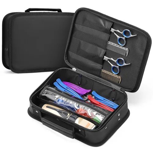 Segbeauty Bolsa de herramientas de peluquería, estuche de transporte de maquillaje de viaje de piel sintética, kit de aseo de corte para peluquería,