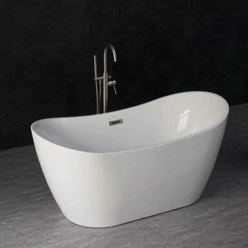 Miniatura 6 de WOODBRIDGE Bañera independiente de acrílico de 59 pulgadas bañera contemporánea con desbordamiento y drenaje de níquel cepillado B-0016 -B/N-Drain &O