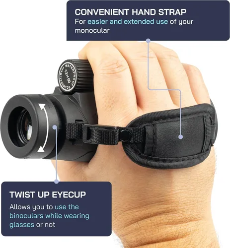 Miniatura 4 de Omano Smithsonian Telescopio monocular de 12 x 50 con adaptador para teléfono inteligente - Monoculares para adultos - Telescopio de alta potencia