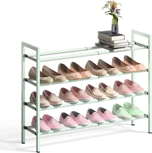 Miniatura 25 de Bumusty Zapatero expandible de 2 niveles para armario, zapatero ajustable de 18 a 33 pulgadas para espacios pequeños, organizador de zapatos pequeño