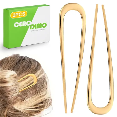 Paquete de 2 horquillas francesas para el cabello, alfileres de metal, horquillas en forma de U para moños, moños, peinados de boda y nudos