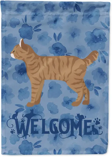 Miniatura 220 de Caroline's Treasures CK4813CHF - Bandera de bienvenida con gato abisinio azul, manga grande, para porche, para colgar en la pared, poliéster