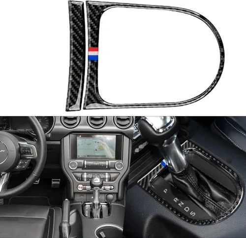 Miniatura 10 de Xotic Tech - Cubierta para panel de cambio de marchas, fibra de carbono suave auténtica, compatible con Ford Mustang 2015-2023 Negro carbón