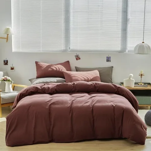 Miniatura 41 de Juego de edredón morado, tamaño matrimonial, color malva sólido, suave, moderno, color oscuro, transpirable, para mujeres y hombres, edredón lavanda