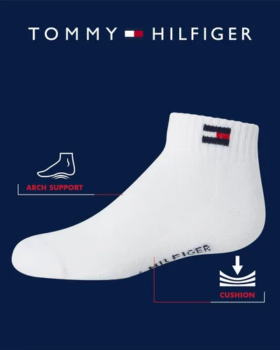 Miniatura 2 de Tommy Hilfiger Calcetines atléticos para niños, calcetines tobilleros de corte de un cuarto (6 unidades)