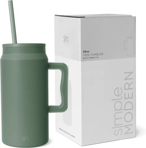 Miniatura 14 de Simple Modern - Vaso de 1,5 l con asa y tapa con pajita, botella de agua grande de acero inoxidable reutilizable con aislamiento, regalos para Rocío
