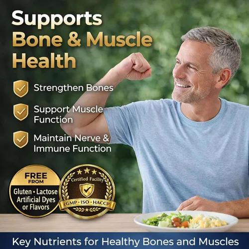 Miniatura 3 de Calcio, magnesio, zinc y vitamina D3. LUAL Calcio, magnesio y zinc con vitamina D - Suplemento de apoyo óseo y muscular para adultos, suplemento