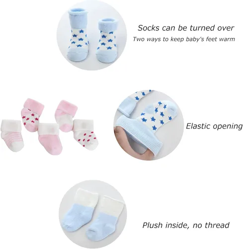 Miniatura 2 de Calcetines unisex de rizo para bebé, paquete de 5 unidades para bebé niño y niña de 0 a 12 meses, calcetines de algodón cálido