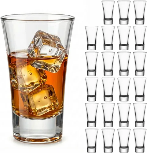 Miniatura 10 de Vasos de chupito de 2 onzas de alto, paquete de 18 vasos transparentes de 3.9 pulgadas para whisky, tequila, vodka, espresso, vasos de chupito