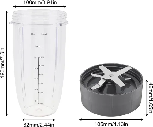 Miniatura 2 de Reemplazo de la cuchilla extractora de taza de licuadora de 32 oz para NutriBullet 600W 900W Taza del exprimidor,2 juntas de goma,Mezclador