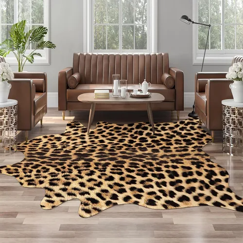 Miniatura 16 de Alfombra de piel de vaca sintética AROGAN, alfombra premium con estampado de vaca para decoración occidental boho, piel de vaca para dormitorio