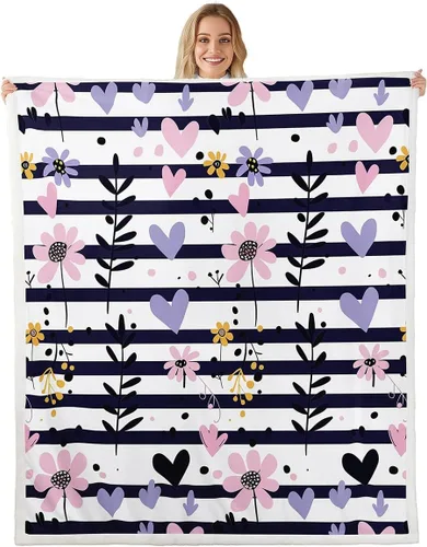 Miniatura 19 de Manfei Rustic Floral Flannel Fleece Throw Blanket 40"x50" Blooming Flowers Fuzzy Blanket for Sofa Couch Retro Plant Farmhouse All Season Bed Dark