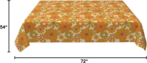 Miniatura 10 de Cafl Mantel retro con diseño de girasol de los años 70, sin arrugas, para picnic, cocina, vacaciones, comedor, rectangular, poliéster lavable