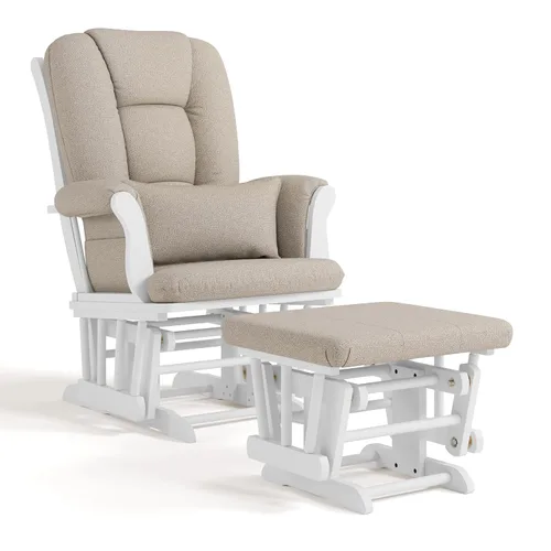 Miniatura 22 de Storkcraft Tuscany - Mecedora y otomana personalizada con almohada lumbar gratis (remolino blanco y gris pizarra) – Silla mecedora cómoda tapizada