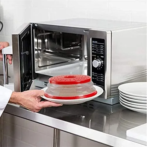 Miniatura 3 de Cubierta para placa de microondas de 10.5 pulgadas, redonda, ventilada, plegable, a prueba de salpicaduras, con mango de fácil agarre, apta