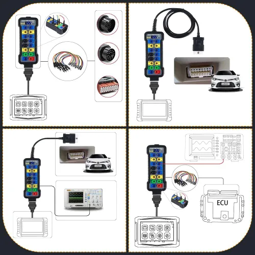 Miniatura 7 de Caja de ruptura OBD2 con indicador de luz LED, caja de ruptura OBDII profesional de 16 pines, herramienta de prueba de diagnóstico eléctrico