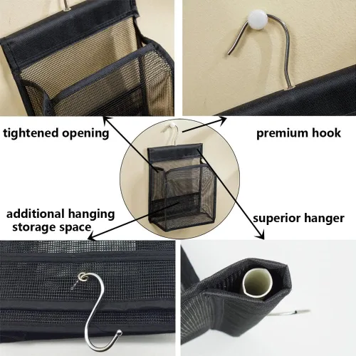 Miniatura 3 de ALYER Organizador de malla colgante para ducha, bolsa de almacenamiento de baño con ganchos para cámper, gimnasio, crucero, cabina, dormitorio