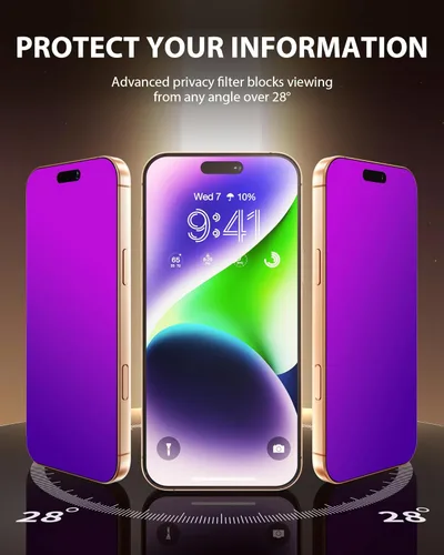 Miniatura 3 de PDDKISS Paquete de 2 protectores de pantalla de privacidad para iPhone 17 Pro Max de 6.9 pulgadas + paquete de 2 protectores de lente de cámara
