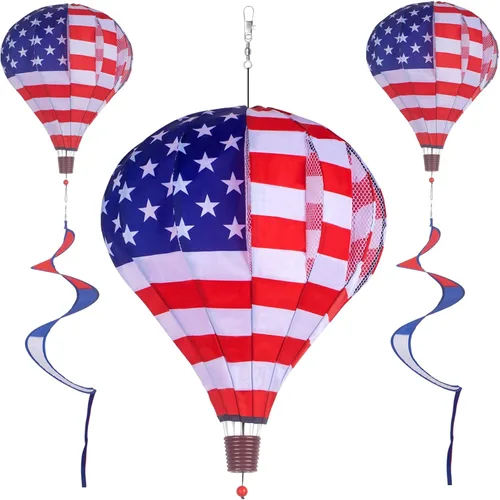 2 Pack de Giradiscos de Globo de Aire Caliente, 150 cm x 30 cm Molinos de Viento de Jardín y Giradiscos para Decoración al Aire Libre Grandes Bandera