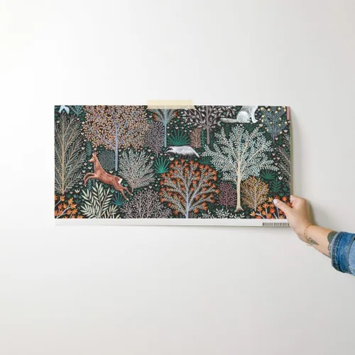 Miniatura 7 de Spoonflower Papel tapiz para despegar y pegar, diseño de animales del bosque del bosque, hojas de otoño, ciervos, árboles rústicos, papel tapiz