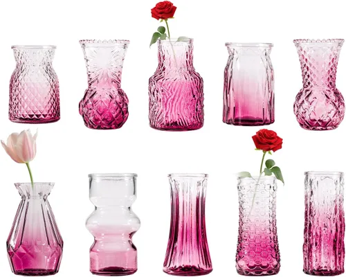 Miniatura 9 de Juego de 40 Piezas de Floreros Pequeños, Floreros para Centros de Mesa, Lindos Floreros de Cristal Pequeños al Por Mayor, Floreros Pequeños