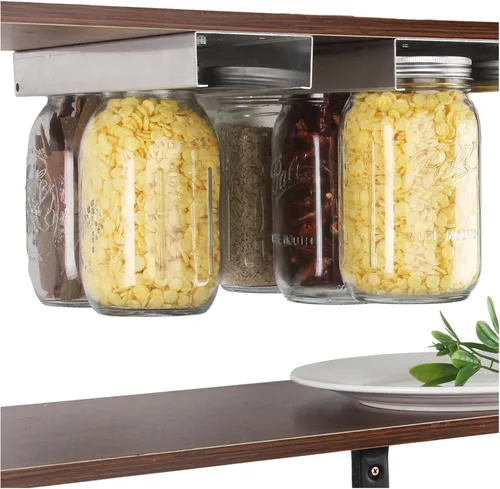 lopeztek Organizador de tarros Mason para conservas de 4, 8, 12, 16, 24, 32, 64 onzas, accesorios para colgar debajo del gabinete y despensa (2 6