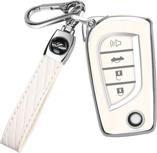 Miniatura 7 de QBUC Funda para llavero Toyota compatible con Toyota Fortuner Tundra Camry RAV4 Highlander Corolla Smart Key Sliver