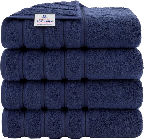 Miniatura 83 de American Soft Linen - Juego de 4 toallas, 100% de algodón turco, 27 x 54 pulgadas, tamaño extragrande, toallas para la ducha, color amarillo