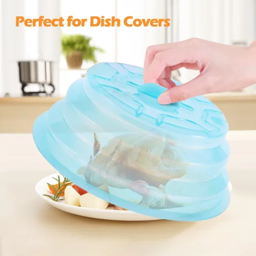 Miniatura 6 de Cubierta de microondas para alimentos, cubierta de silicona para salpicaduras de microondas, aptas para lavavajillas, fundas para microondas y Azul
